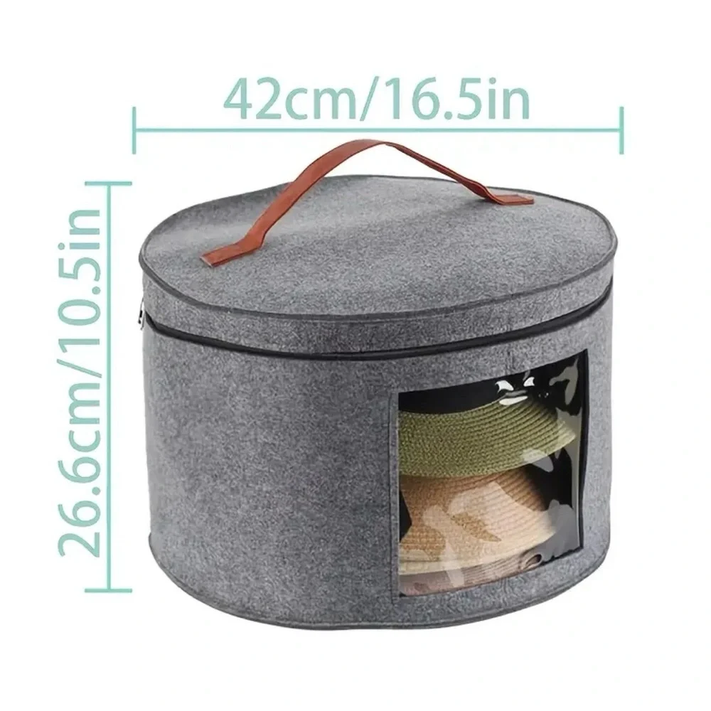 Gray Felt Hat Storage Box, NEW